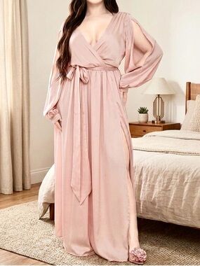 NEW Blush Long Sleeve Wrap Maxi Dress – Plus Size 3XL